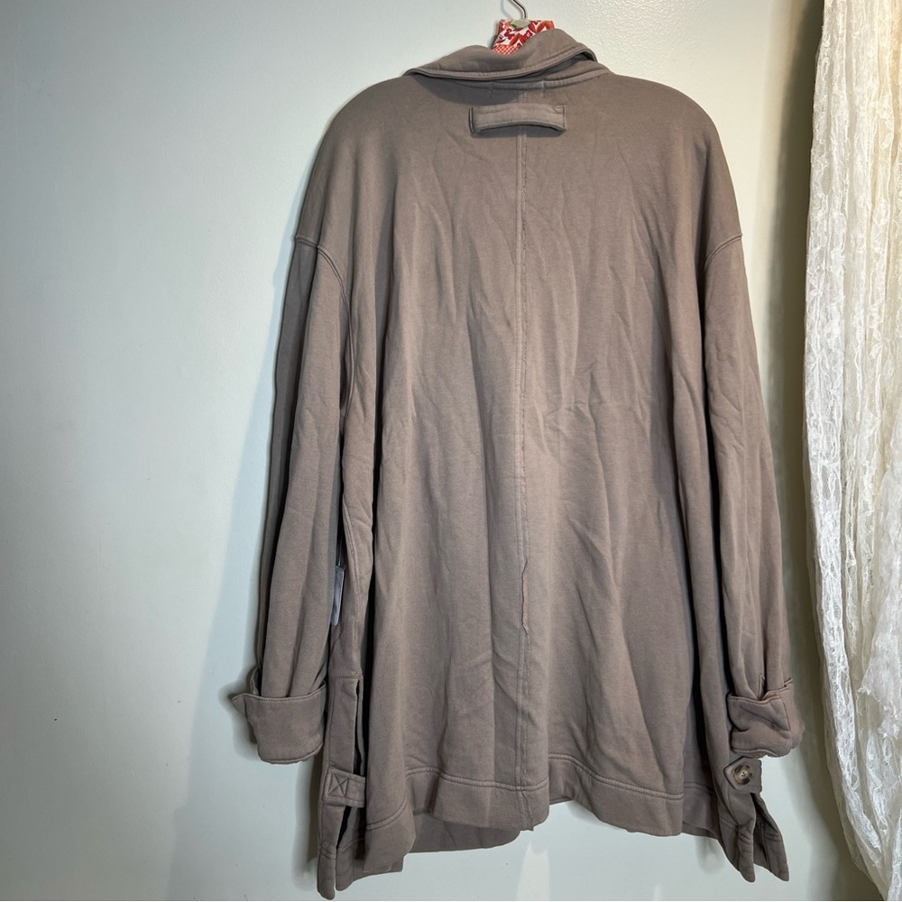 Free People Alexa Sweatshirt Full Zip Crochet Trims Vintage Washed Cardi XL - Picture 10 of 10